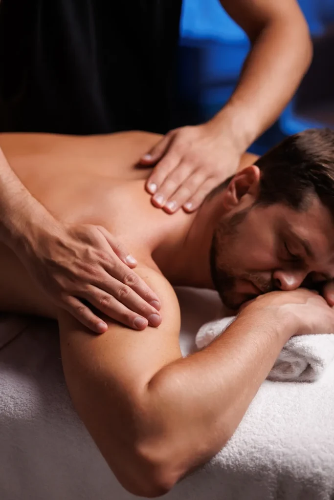 A Man getting Lymphatic Drainage & Body Treatments at Lips Boutique® and Beauty Lab in Toronto, ON