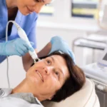 Women receiving a RF Skin Tightening treatment in Toranto, on