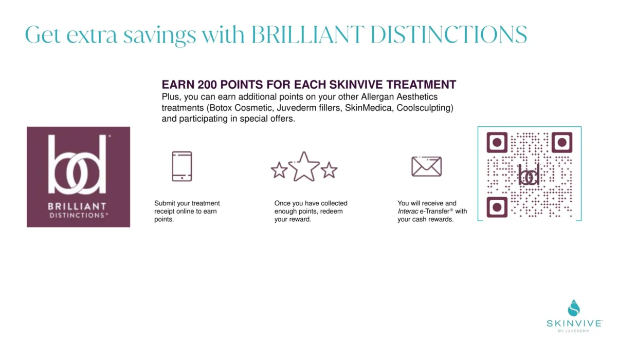 Get extra savings with Brilliant Distinctions: earn 200 points per SKINVIVE treatment